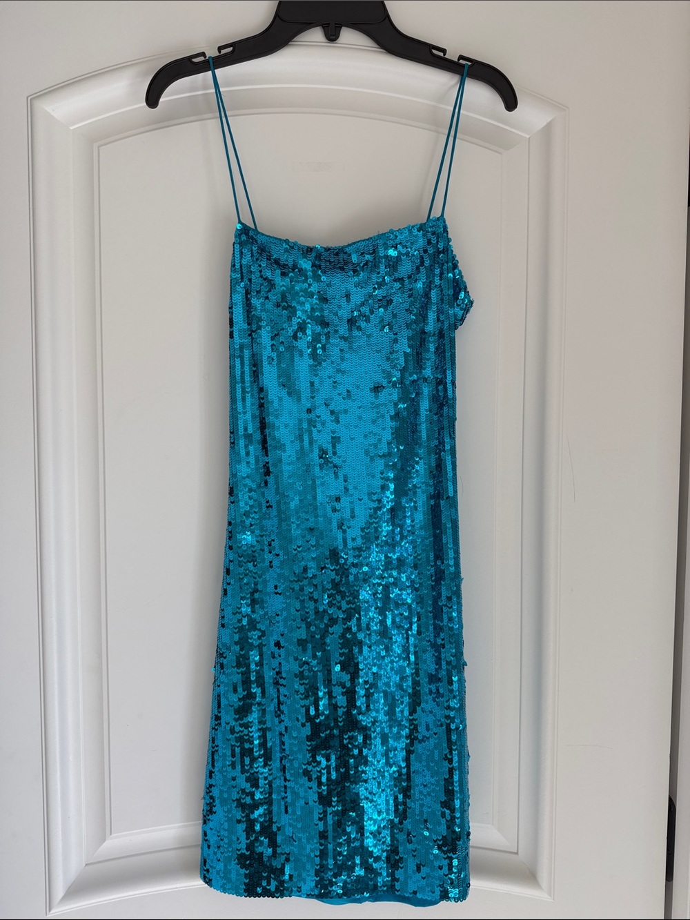 Alice + Olivia Teal Sequin Slip Mini Dress